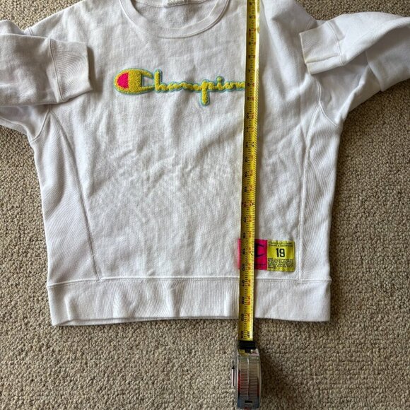 Vintage Champion Reverse Weave Sweatshirt | White | Rare Puffy Yellow Logo - Picture 12 of 12